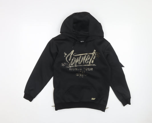 Sonneti Boys Black Pullover Hoodie 10-12 Years with Logo Details
