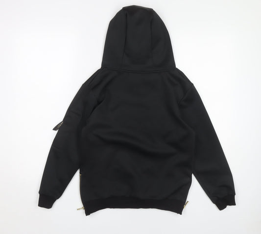 Sonneti Boys Black Pullover Hoodie 10-12 Years with Logo Details