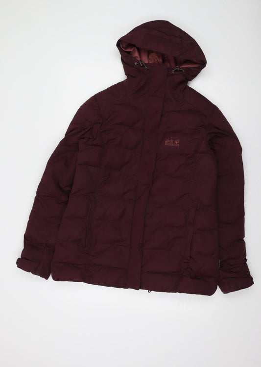 Jack Wolfskin Women's Red Puffer Jacket Size 12 Hooded