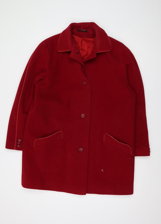 DAKS Women's Red Wool Overcoat Size 14