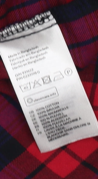 H&M Women's Red Plaid Cropped Button-Up Shirt