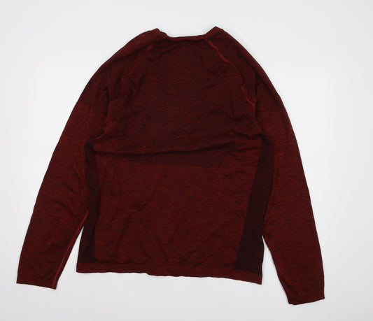 MP Men's Red Long Sleeve T-Shirt, Crew Neck