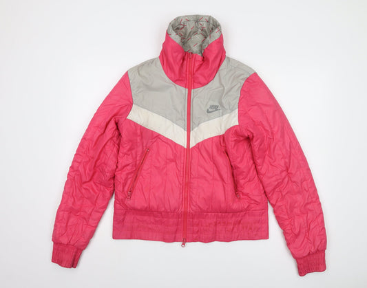 Nike Women's Pink Puffer Jacket Size 10 - Winter Sports Casual