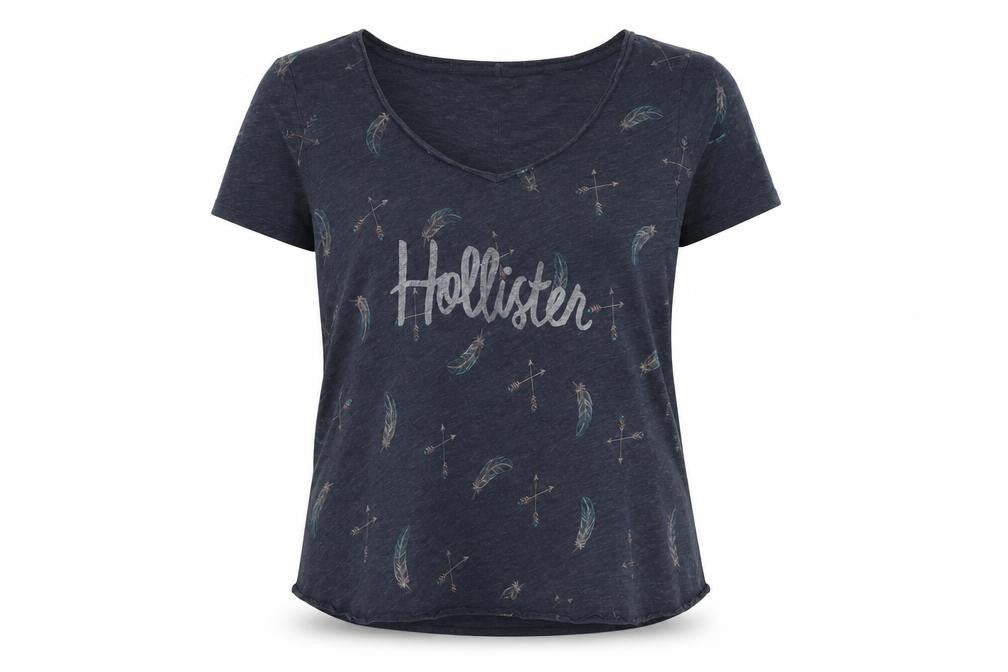 Womens UK Size XS Hollister Blue Cotton Blend T-Shirt