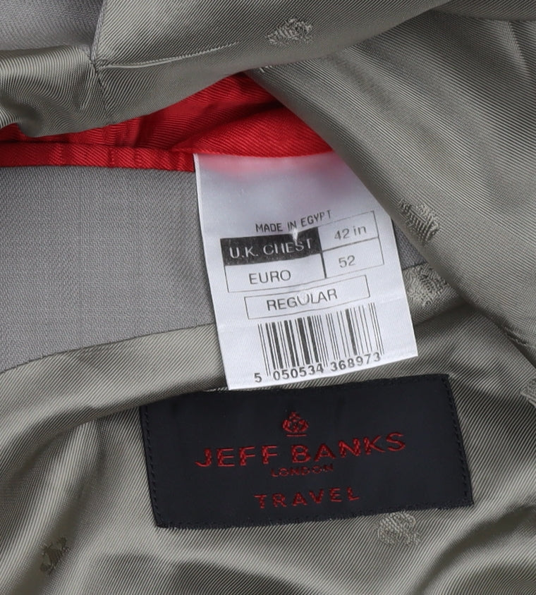 Jeff Banks Men's Beige Blazer, 42 Regular Fit Travel