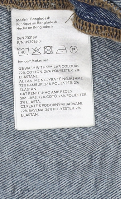 H&M Women Blue Denim Cropped Blouse Size 12