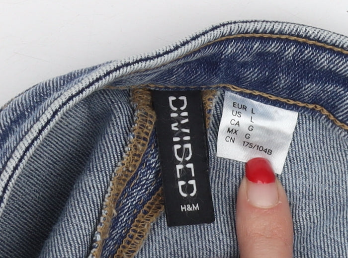 H&M Women Blue Denim Cropped Blouse Size 12