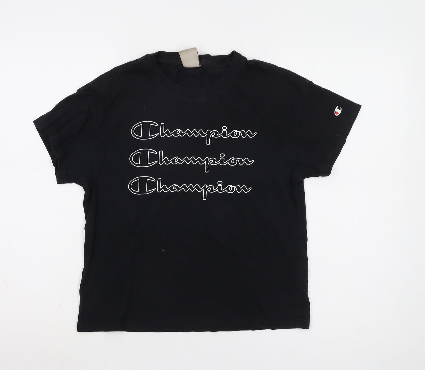 Champion Women's Black T-Shirt Size S Casual Crew Neck