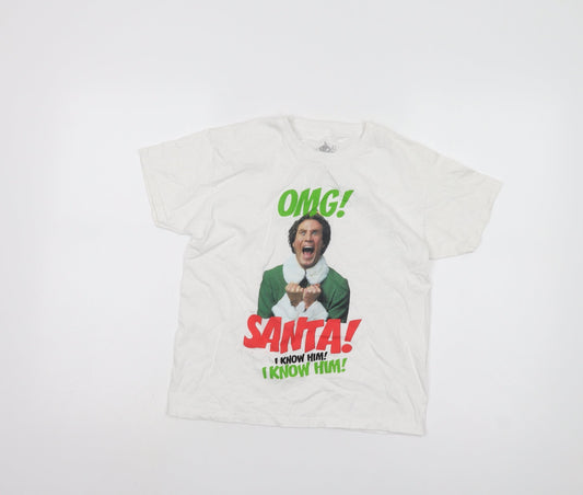 Elf Boys White Graphic T-Shirt 9-10 Years Xmas Festive Top