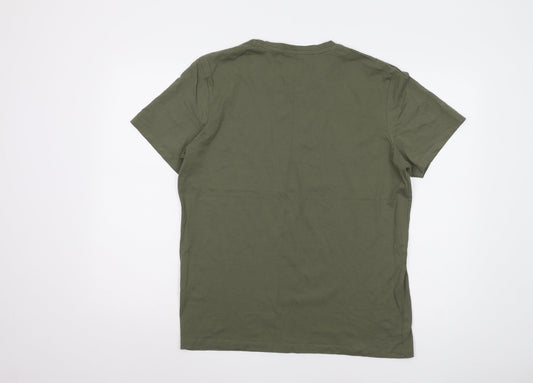 Jack & Jones Men's Green T-Shirt L, Crew Neck