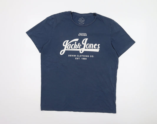 Jack & Jones Blue Graphic Print Men's T-Shirt L