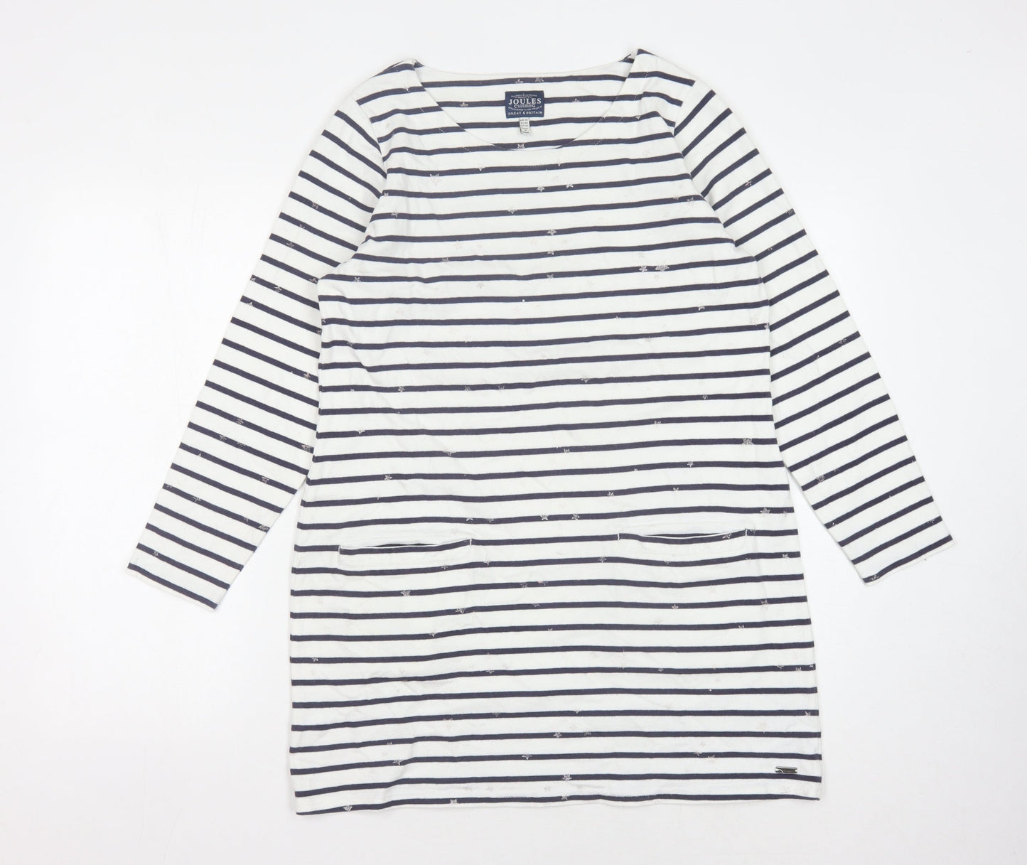 Joules Women's Striped Long Sleeve Cotton Shift Dress