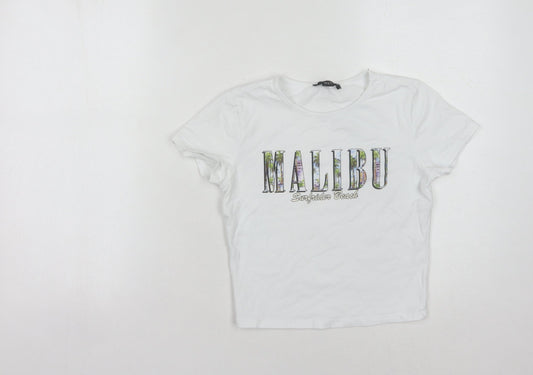 New Look Girls White Malibu T-Shirt, 12-13 Years, Casual Graphic