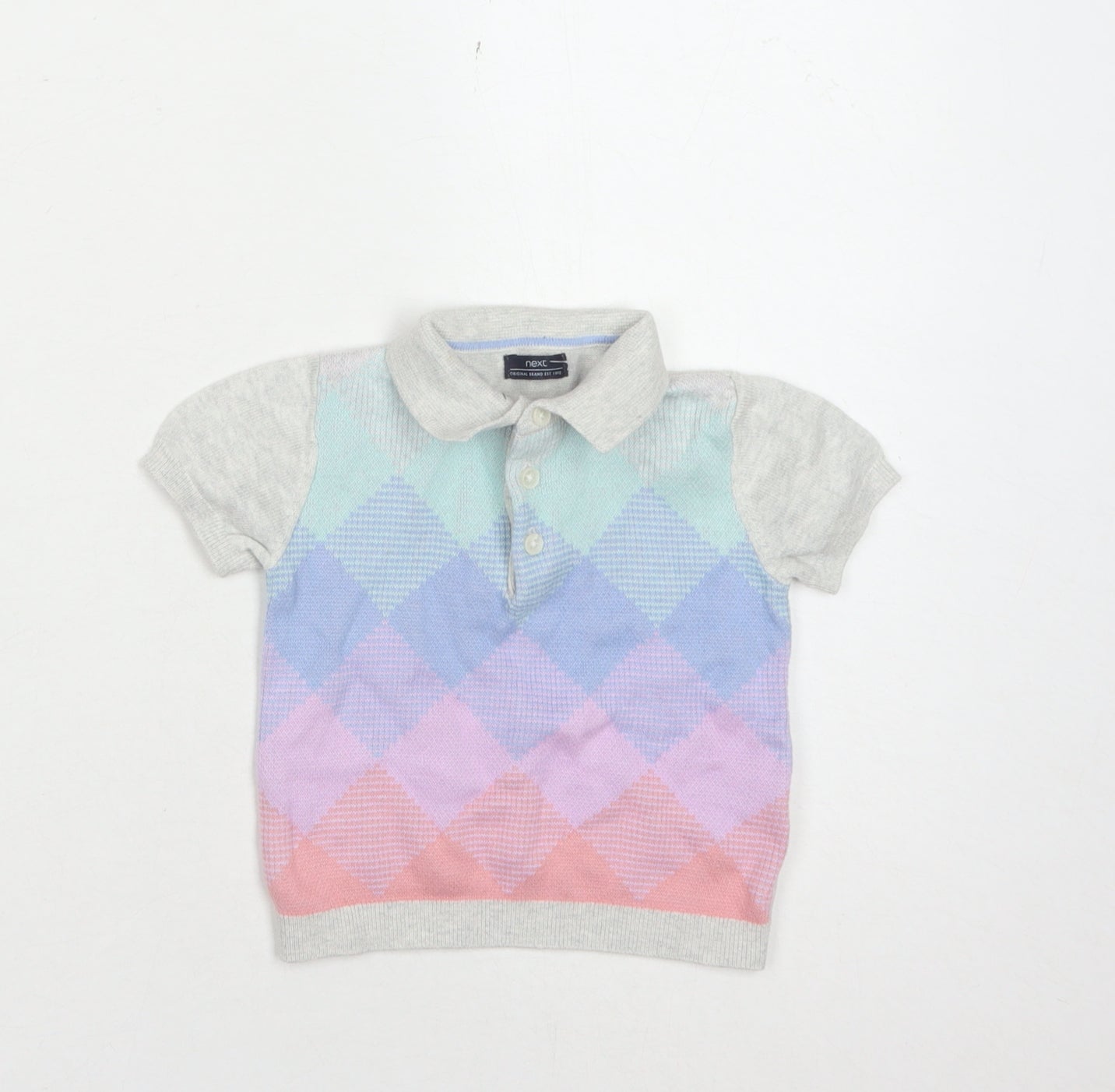 Next Unisex Baby Polo Multicoloured Argyle 6-9 Months Cotton