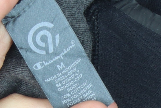 Champion Men's Black Pullover Hoodie, M - Cotton Blend