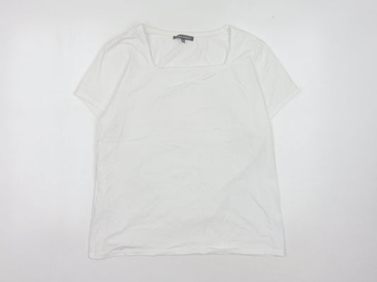 Laura Ashley Women's White T-Shirt, Size 18, Square Neck