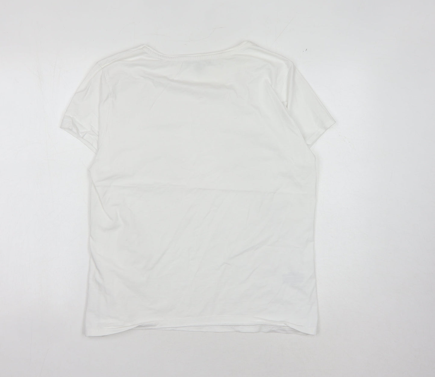 Laura Ashley Women's White T-Shirt, Size 18, Square Neck
