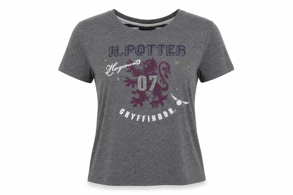 Unisex Adultss UK Size L Harry Potter Grey Cotton Blend T-Shirt