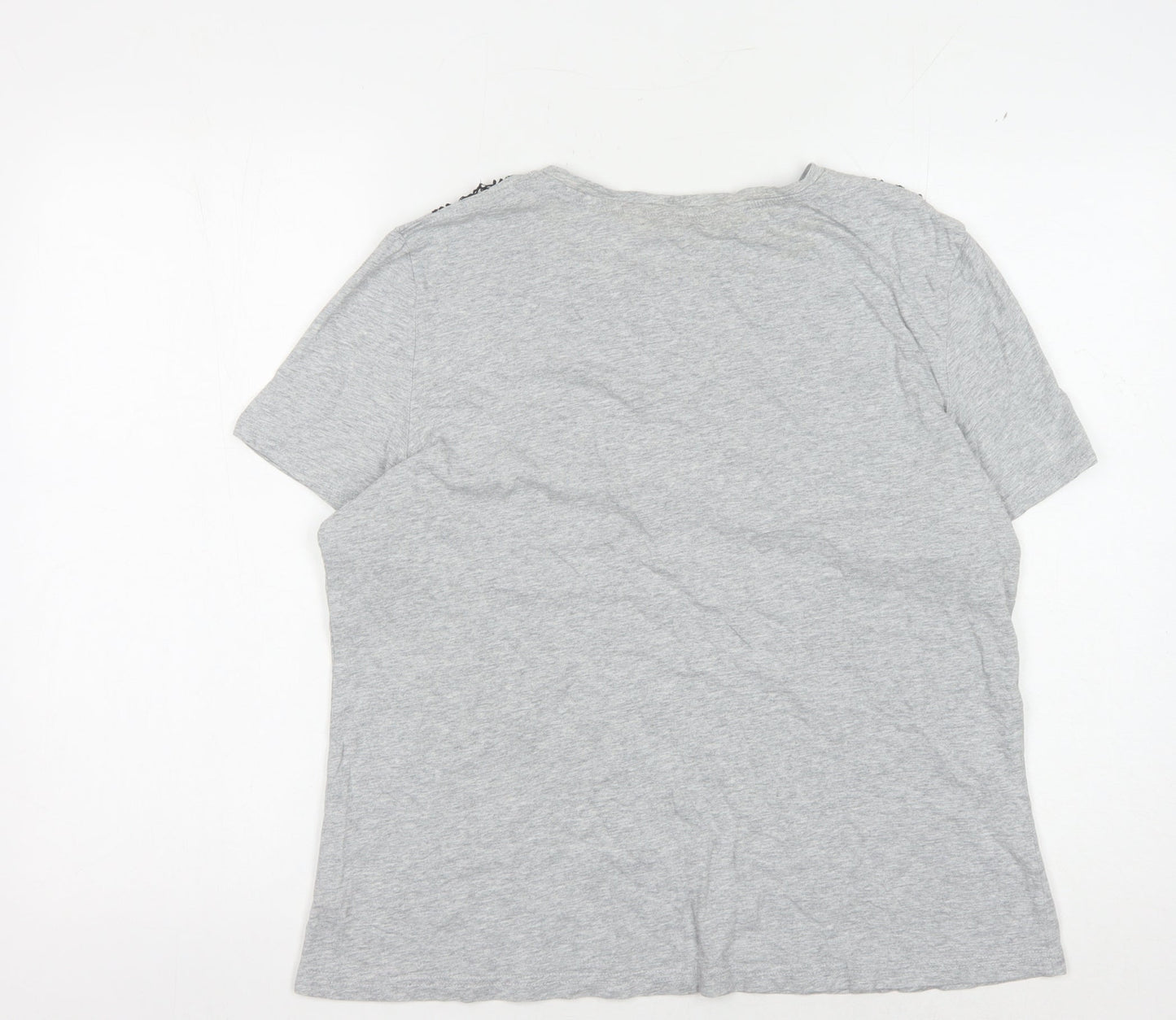 Dorothy Perkins Women's Grey Embroidered T-Shirt Size 16