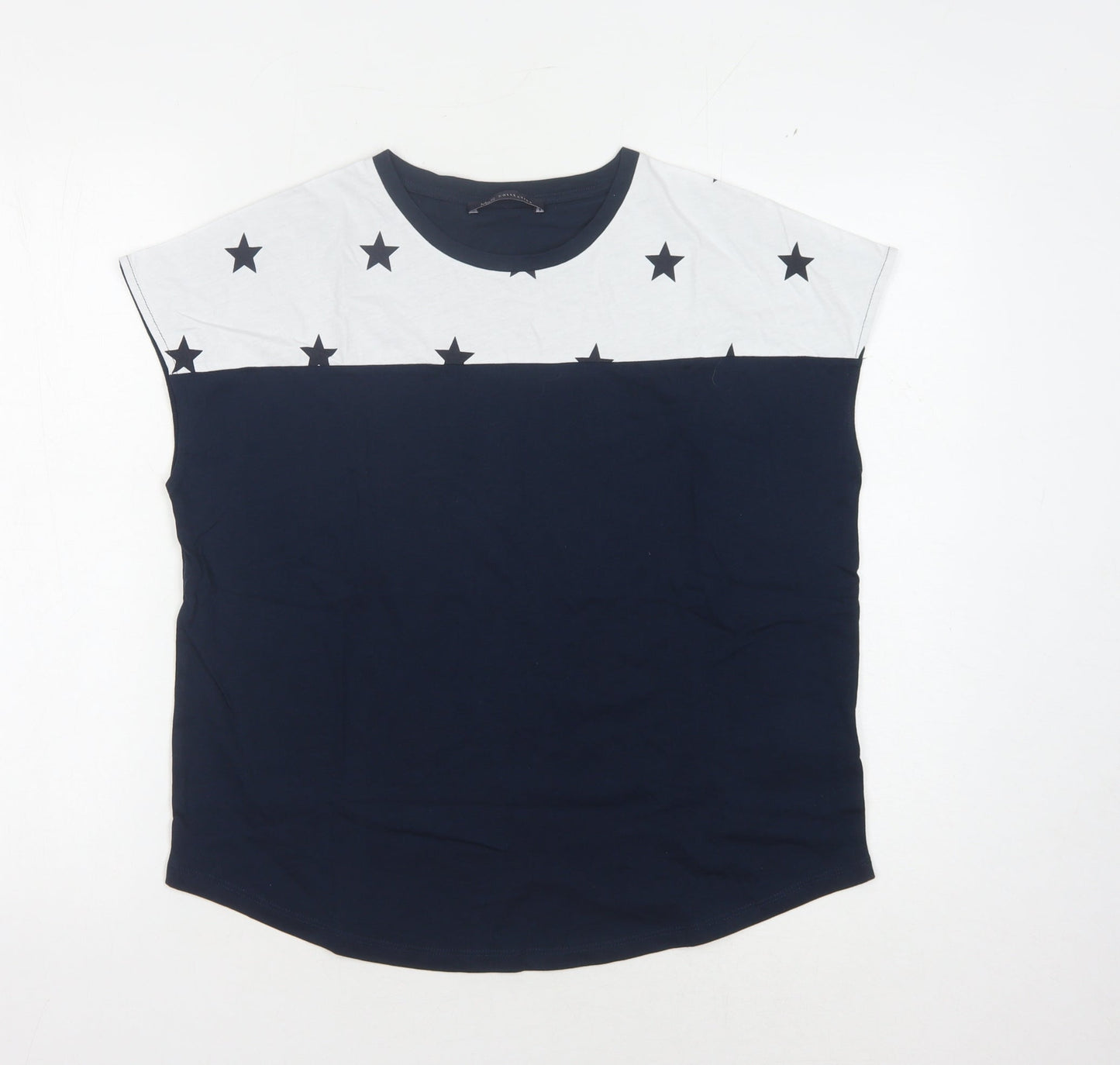 Marks and Spencer Women's Black Star T-Shirt - Size 8