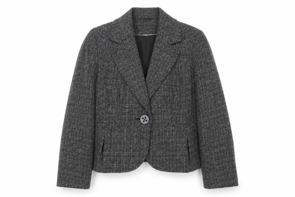 Marks & Spencer Women Grey Herringbone Blazer Size 16
