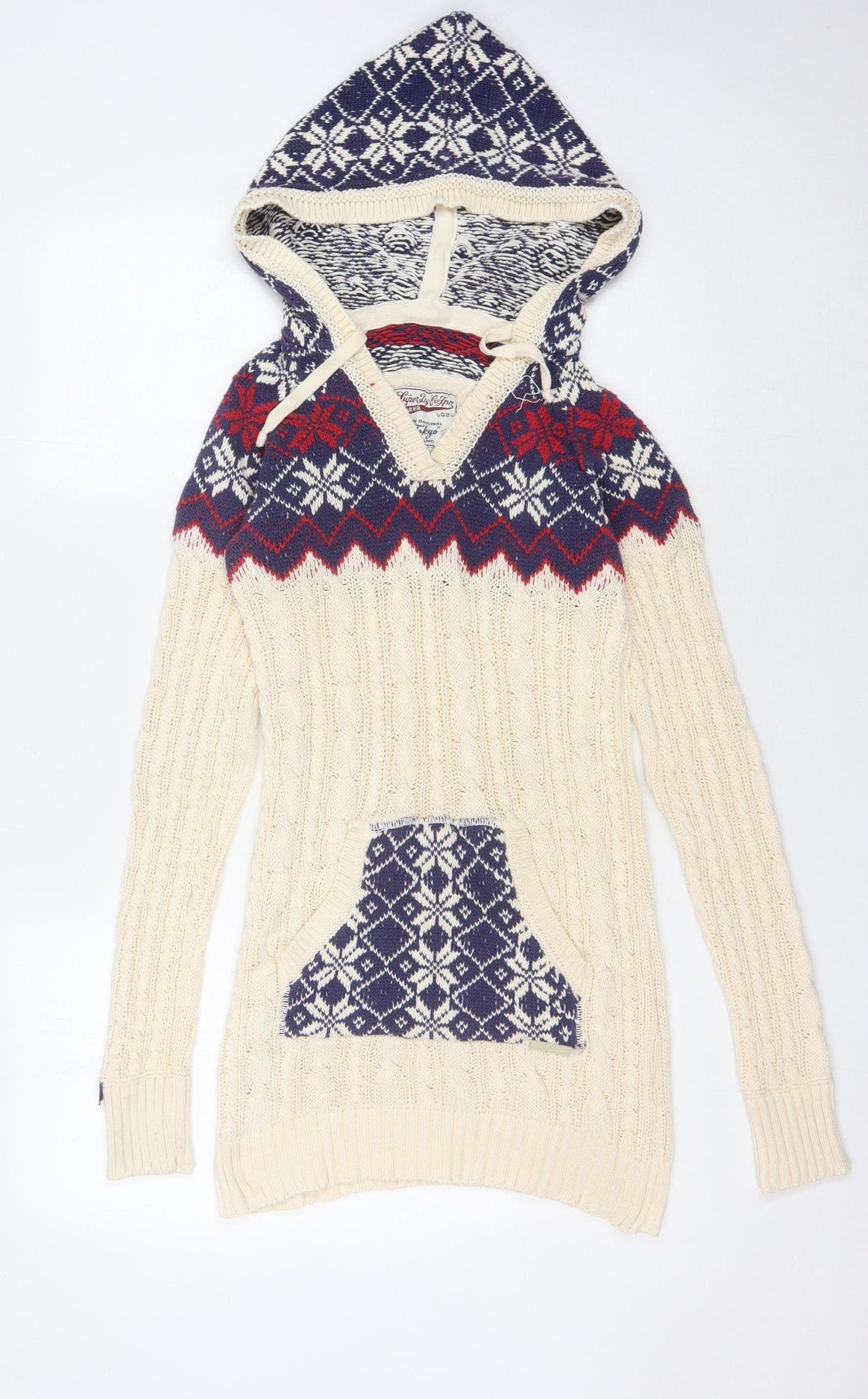 SuperDry Women's Multicoloured V-Neck Pullover Jumper, Size S