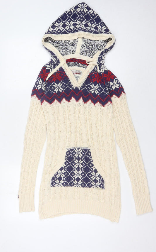 SuperDry Women's Multicoloured V-Neck Pullover Jumper, Size S