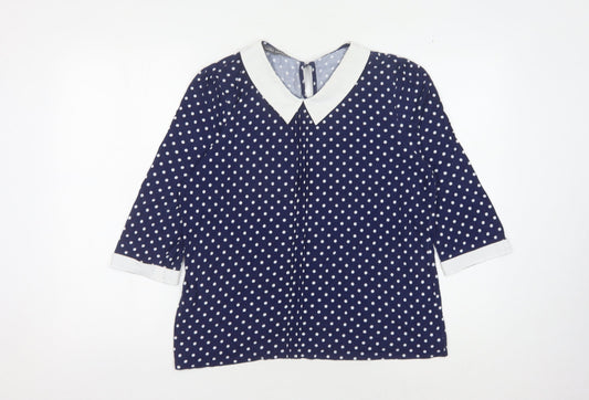 Laura Ashley Women's Polka Dot Collared Blouse, Size 16