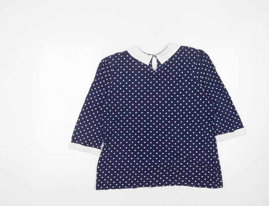 Laura Ashley Women's Polka Dot Collared Blouse, Size 16