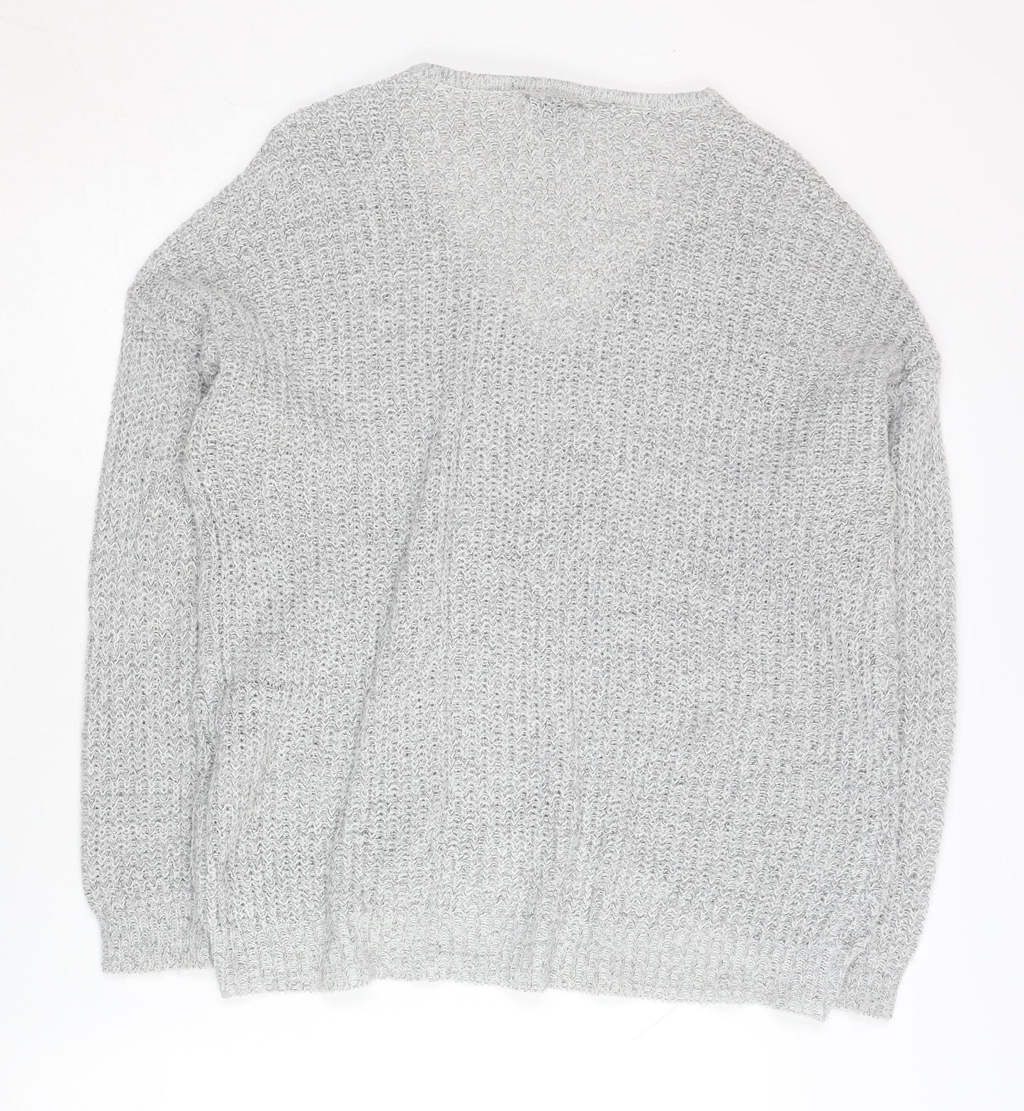Jacqueline de Yong Women's Grey Jumper M V-Neck Knit