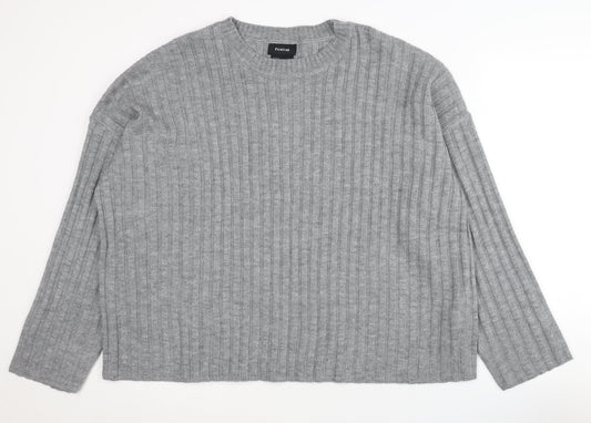 Firetrap Women's Grey Chunky-Knit Jumper Size 14
