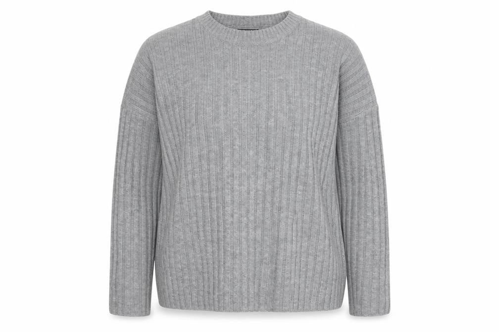 Womens UK 14 Regular Firetrap Grey Pullover Chunky-Knit
