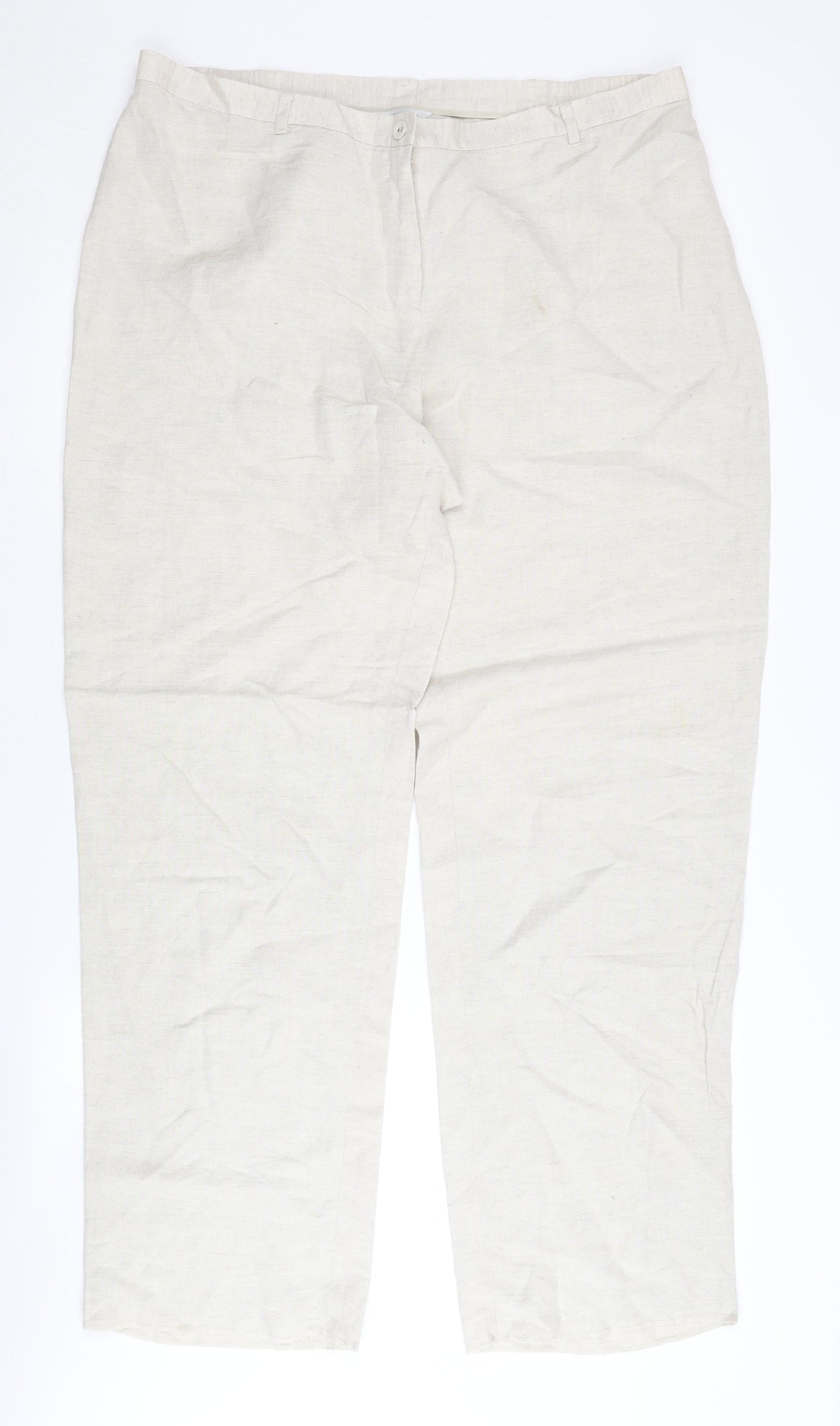 Windsmoor Women's Beige Trousers Size 16 Linen Blend