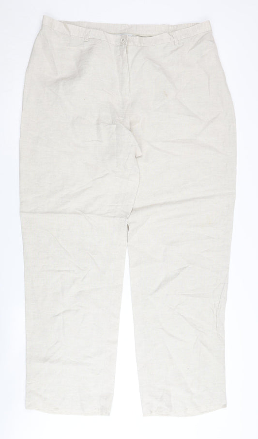 Windsmoor Women's Beige Trousers Size 16 Linen Blend