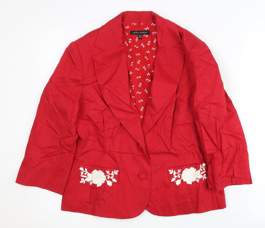 Laura Ashley Women's Red Floral Jacket, Size 14