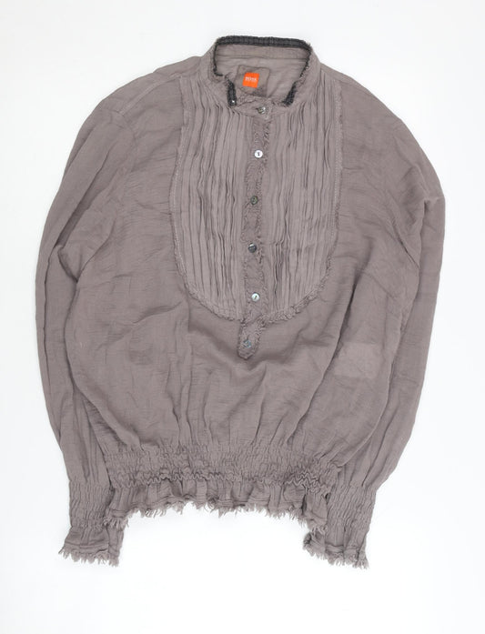 Hugo Boss Women's Grey Button-Up Top XL