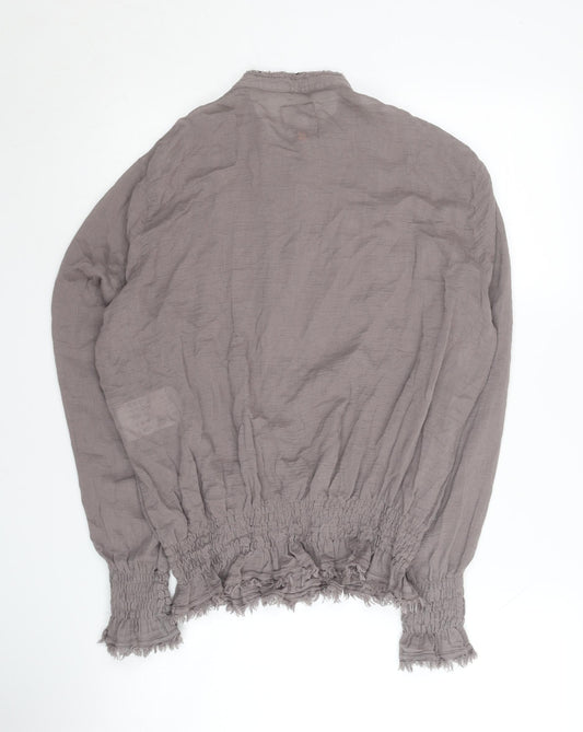 Hugo Boss Women's Grey Button-Up Top XL