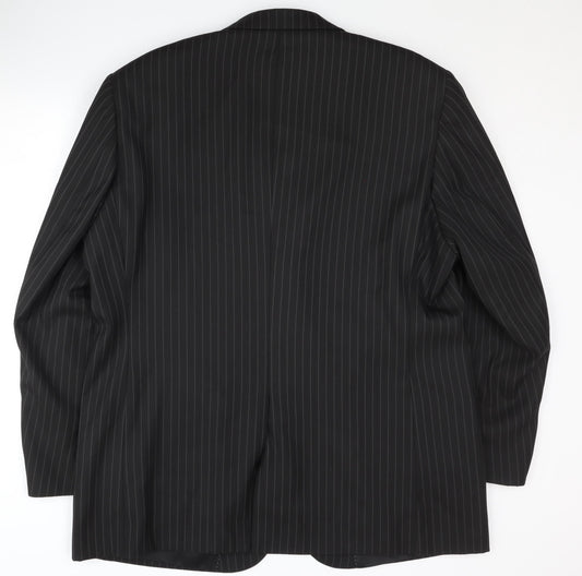 Greenwoods Men's Black Pinstriped Blazer Size 46