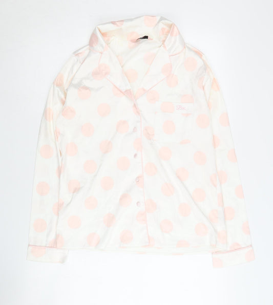 Boux Avenue Women's White Polka Dot Pyjama Top Size 10