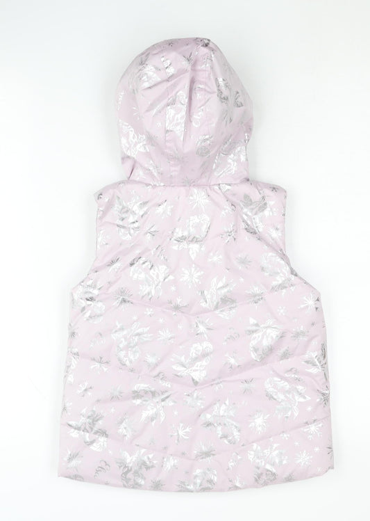 Disney Frozen Girls Pink Sleeveless Hooded Jacket 7-8 Years