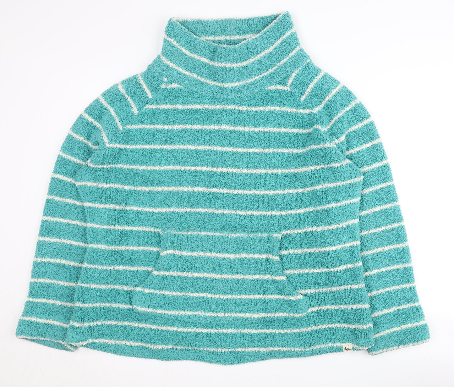 Weird Fish Women's Blue Striped High Neck Sweatshirt, Size 12