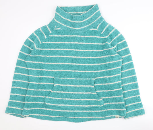 Weird Fish Women's Blue Striped High Neck Sweatshirt, Size 12