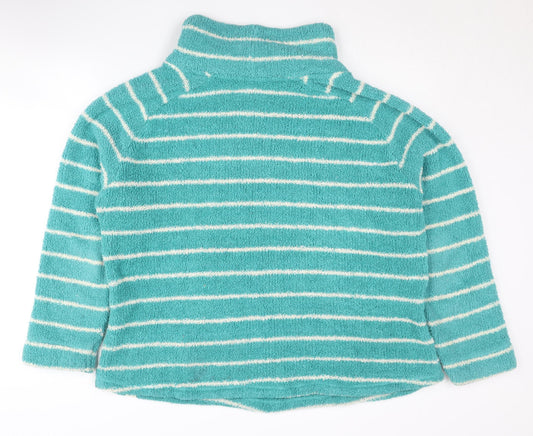 Weird Fish Women's Blue Striped High Neck Sweatshirt, Size 12