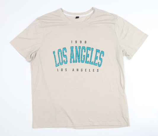 Manfinity Men's 3XL Beige Los Angeles T-Shirt