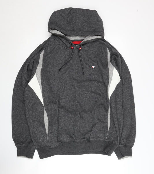 Champion Men's Grey Logo Hoodie Medium
