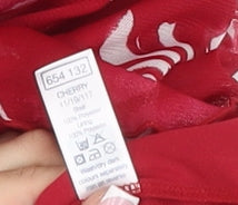 M&Co Women's Red Floral Skirt Size 14 Polyester