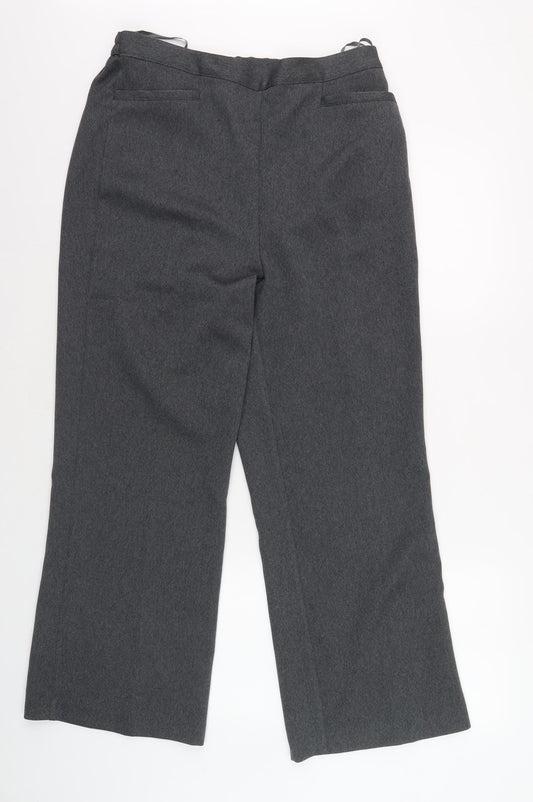 R Collection Women's Grey Herringbone Trousers Size 12