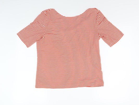 Hobbs Women's Red Striped T-Shirt, Size L, Casual Style