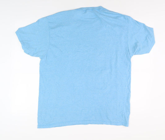 Hard Rock Blue Graphic T-Shirt, Men, L, Retro Music Style