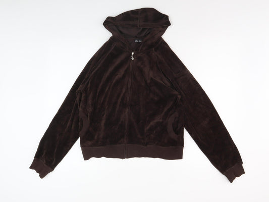 Ellie Louise Women's Brown Velour Hoodie Jacket Size 12/14